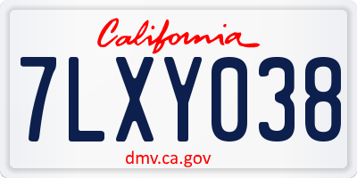 CA license plate 7LXY038