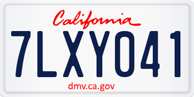CA license plate 7LXY041