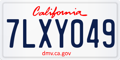 CA license plate 7LXY049