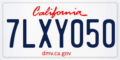 CA license plate 7LXY050