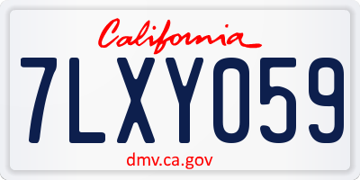 CA license plate 7LXY059