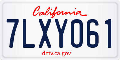 CA license plate 7LXY061