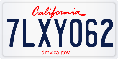 CA license plate 7LXY062