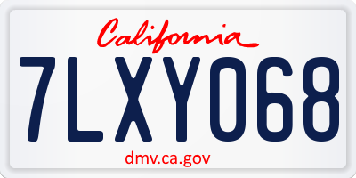 CA license plate 7LXY068