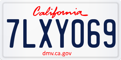 CA license plate 7LXY069