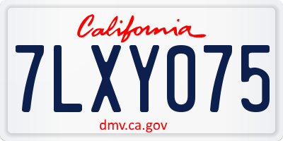 CA license plate 7LXY075