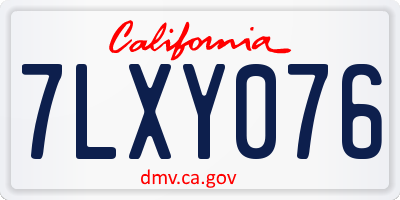 CA license plate 7LXY076