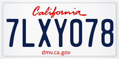 CA license plate 7LXY078