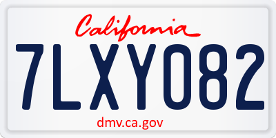 CA license plate 7LXY082