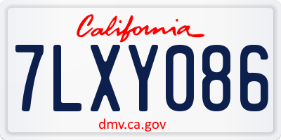 CA license plate 7LXY086