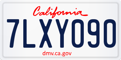 CA license plate 7LXY090