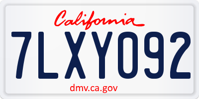 CA license plate 7LXY092