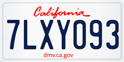 CA license plate 7LXY093