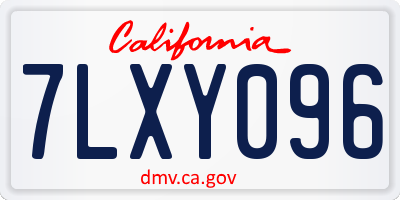 CA license plate 7LXY096