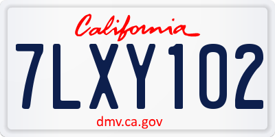 CA license plate 7LXY102