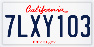 CA license plate 7LXY103