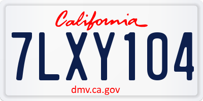 CA license plate 7LXY104