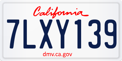 CA license plate 7LXY139