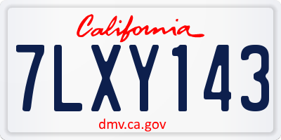 CA license plate 7LXY143