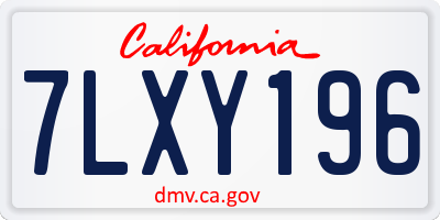 CA license plate 7LXY196