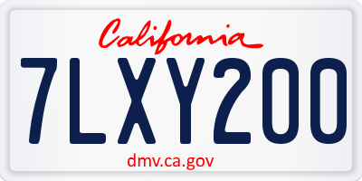 CA license plate 7LXY200