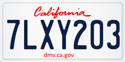 CA license plate 7LXY203