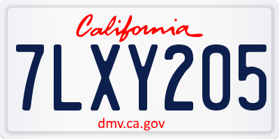 CA license plate 7LXY205
