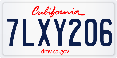 CA license plate 7LXY206