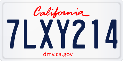 CA license plate 7LXY214
