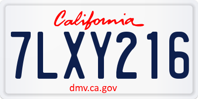 CA license plate 7LXY216