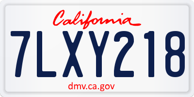 CA license plate 7LXY218