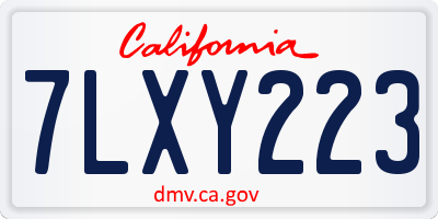 CA license plate 7LXY223