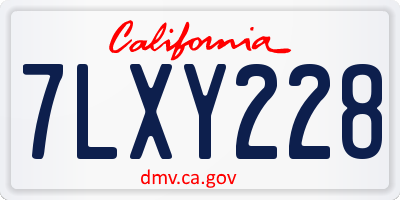 CA license plate 7LXY228