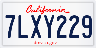 CA license plate 7LXY229