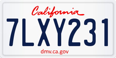 CA license plate 7LXY231