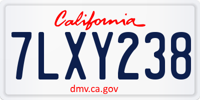 CA license plate 7LXY238
