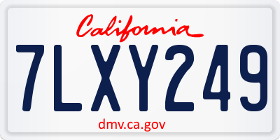 CA license plate 7LXY249