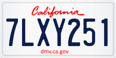 CA license plate 7LXY251