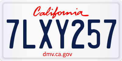 CA license plate 7LXY257