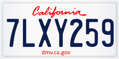 CA license plate 7LXY259