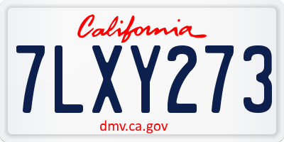 CA license plate 7LXY273