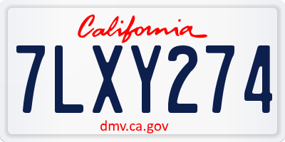CA license plate 7LXY274