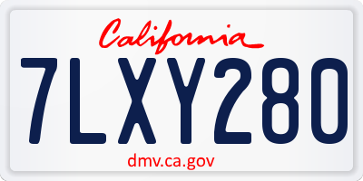 CA license plate 7LXY280