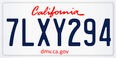 CA license plate 7LXY294