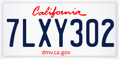 CA license plate 7LXY302