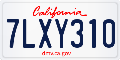 CA license plate 7LXY310