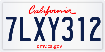 CA license plate 7LXY312