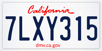 CA license plate 7LXY315