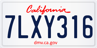 CA license plate 7LXY316