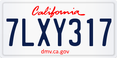 CA license plate 7LXY317